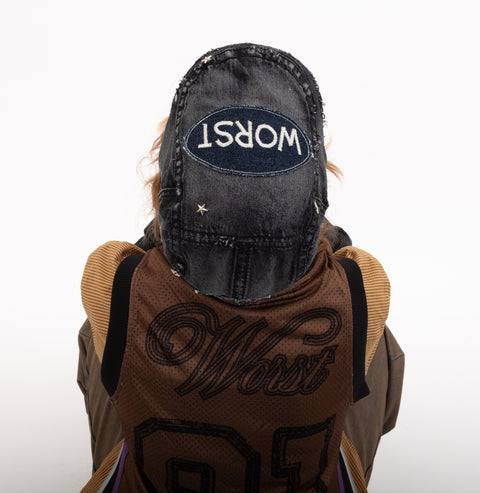 Die Horny x WOAT  the "WORST" flat cap DENIM BLACK