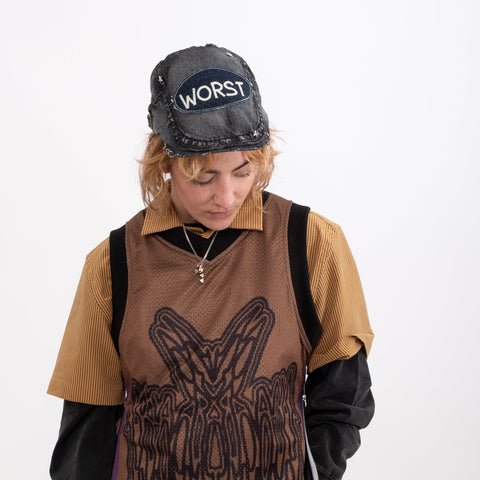 Die Horny x WOAT  the "WORST" flat cap DENIM BLACK