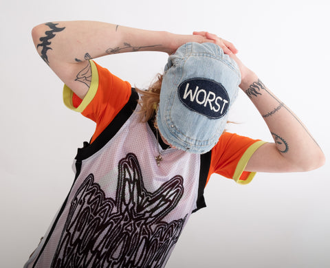 Die Horny x WOAT  the "WORST" flat cap DENIM BLUE